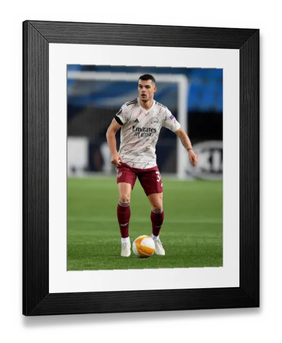 Framed Print : Granit Xhaka in Action: Arsenal vs Molde, UEFA Europa League 2020-21