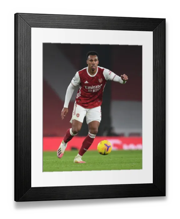 Framed Print : Arsenal's Gabriel Magalhaes in Action against Wolverhampton Wanderers in Emirates Stadium (2020-21)
