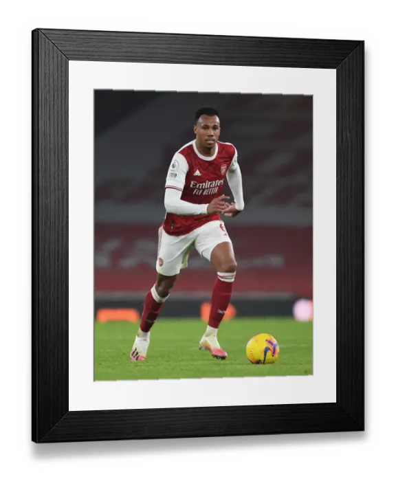 Framed Print : Gabriel Magalhaes in Action: Arsenal vs. Wolverhampton Wanderers (Premier League 2020-21) - Emirates Stadium
