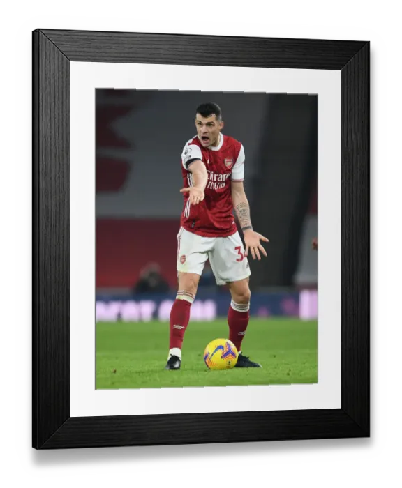 Framed Print : Arsenal's Granit Xhaka in Action Against Wolverhampton Wanderers in Emirates Stadium (2020-21)