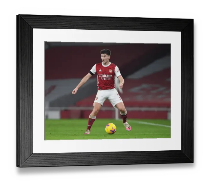 Framed Print : Arsenal's Kieran Tierney in Action at Empty Emirates: Arsenal vs. Wolverhampton Wanderers (Premier League 2020-21)