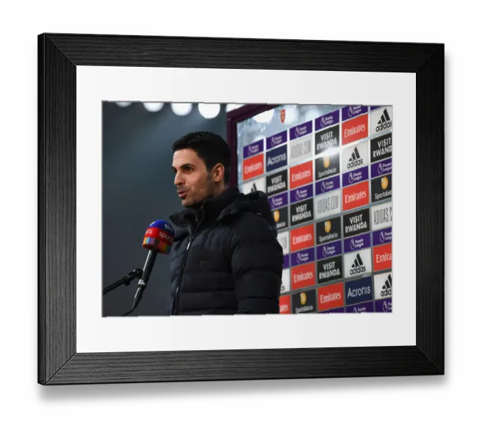 Framed Print : Arsenal's Mikel Arteta Pre-Match Interview: Arsenal v Wolverhampton Wanderers, 2020-21 Premier League