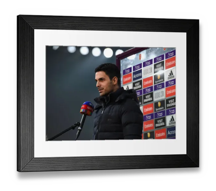 Framed Print : Behind Closed Doors: Mikel Arteta's Exclusive Pre-Match Interview before Arsenal vs. Wolverhampton Wanderers, Premier League 2020-21