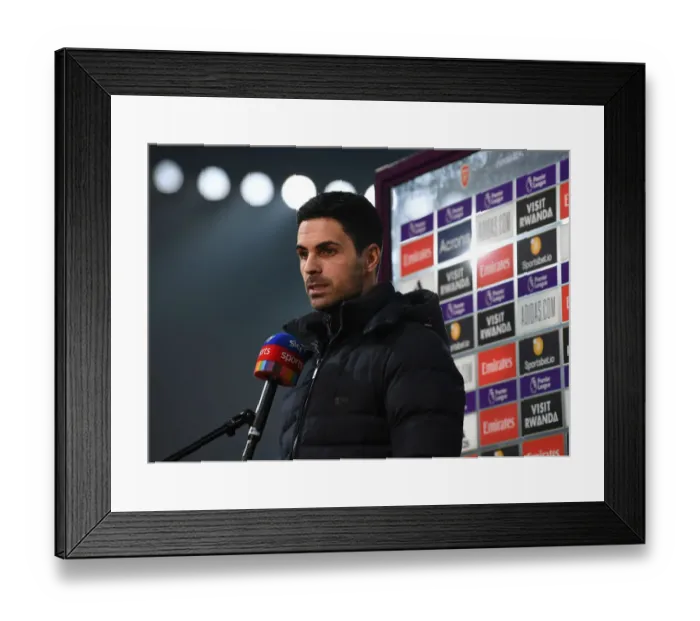 Framed Print : Behind Closed Doors: Mikel Arteta's Exclusive Pre-Match Interview - Arsenal vs. Wolverhampton Wanderers, Premier League 2020-21