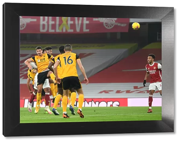 Gabriel Magalhaes Scores the Lone Goal: Arsenal vs. Wolverhampton Wanderers in Emirates Stadium (2020-21)