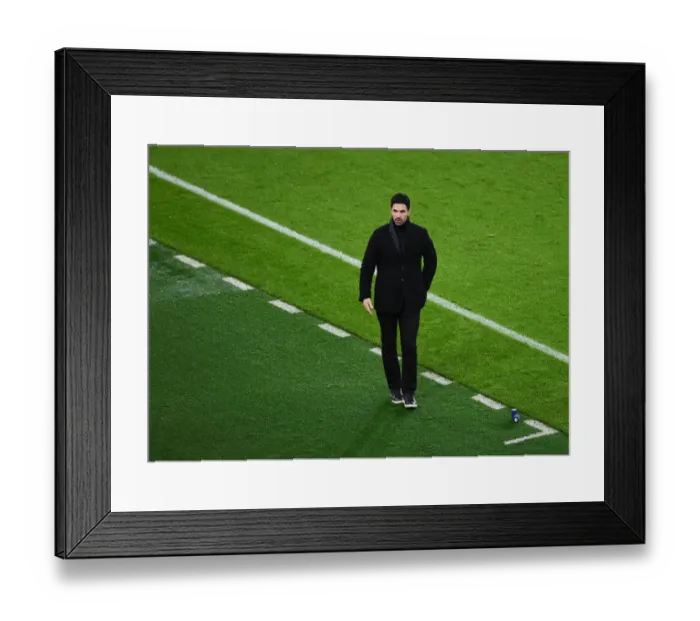 Framed Print : Mikel Arteta Leads Empty Arsenal in UEFA Europa League Clash Against Rapid Wien