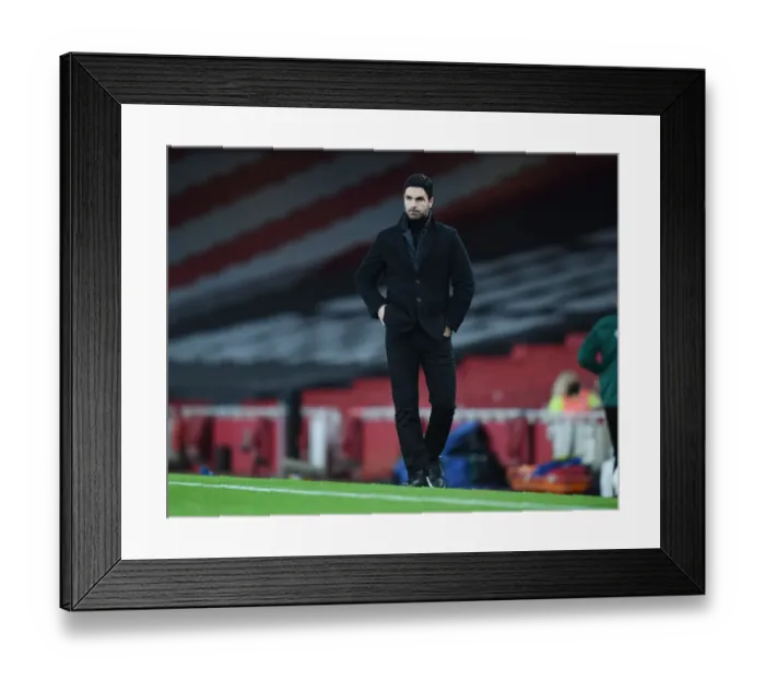Framed Print : Arsenal's Mikel Arteta Leads Team Against Rapid Wien in Empty Emirates Stadium - UEFA Europa League