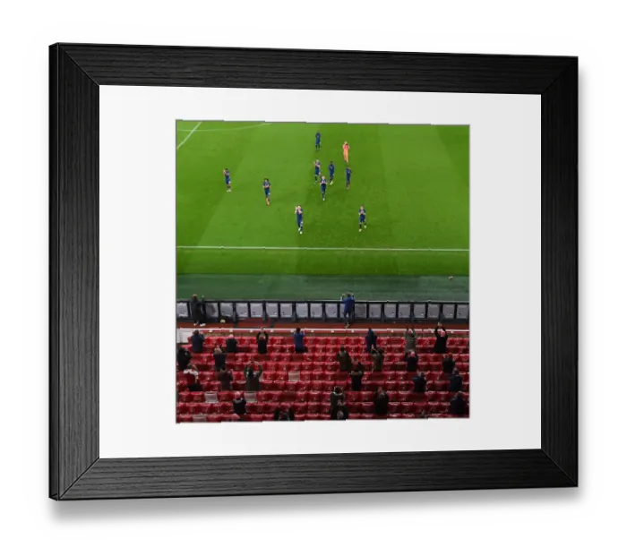 Framed Print : Arsenal Applaud Empty Stands: Behind Closed Doors - Arsenal vs. Rapid Wien, UEFA Europa League