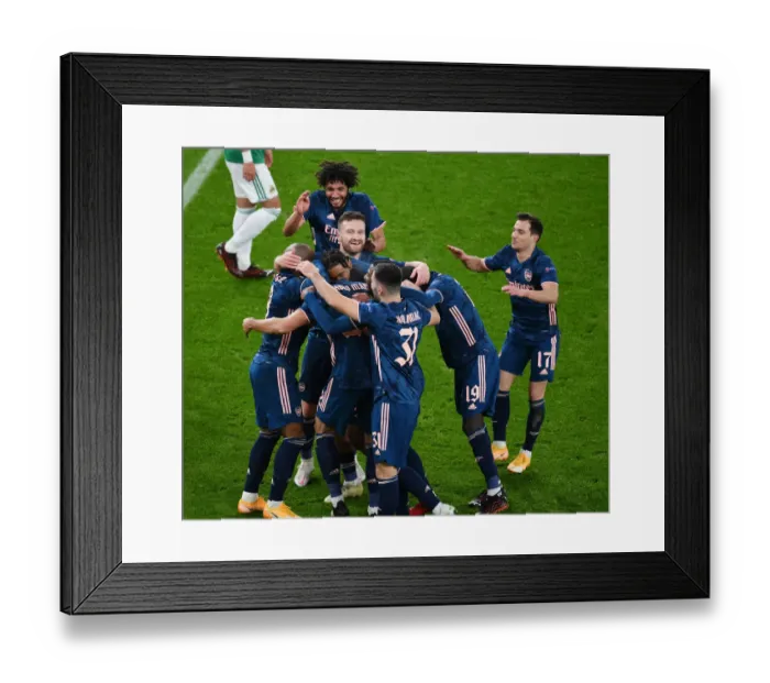 Framed Print : Arsenal Celebrate Pablo Mari's Goal in Empty Emirates Stadium - UEFA Europa League 2020-21