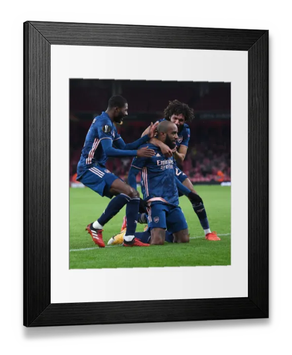 Framed Print : Arsenal's Lacazette Scores First Goal: Arsenal FC vs. Rapid Wien, UEFA Europa League 2020-21