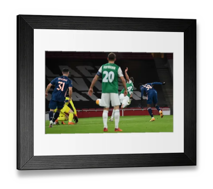 Framed Print : Arsenal's Eddie Nketiah Scores Third Goal Against Rapid Wien in Europa League Match Framed Print : Arsenal's Eddie Nketiah Scores Third Goal Against Rapid Wien in Europa League Match