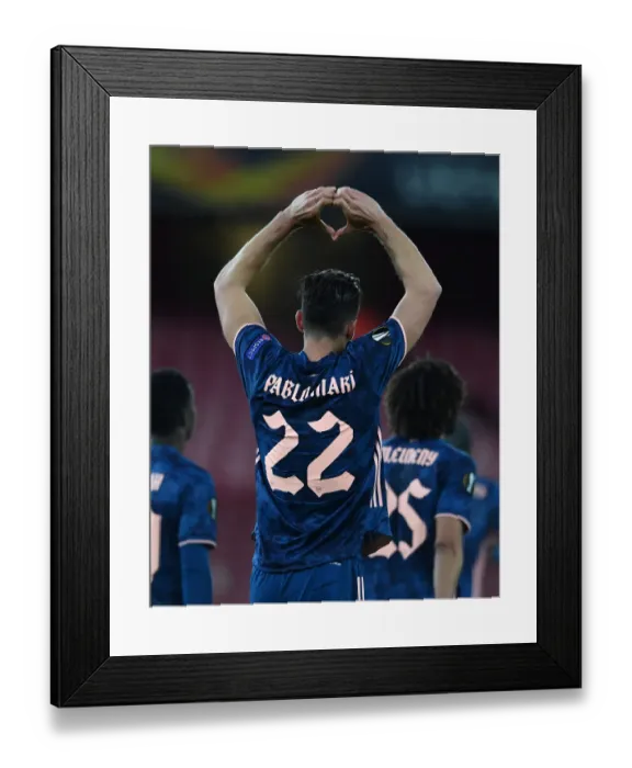 Framed Print : Arsenal's Europa League Victory: Pablo Mari Scores Double Against Rapid Wien Framed Print : Arsenal's Europa League Victory: Pablo Mari Scores Double Against Rapid Wien