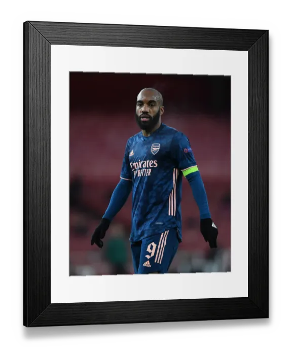 Framed Print : Arsenal's Lacazette in Action against Rapid Wien in UEFA Europa League