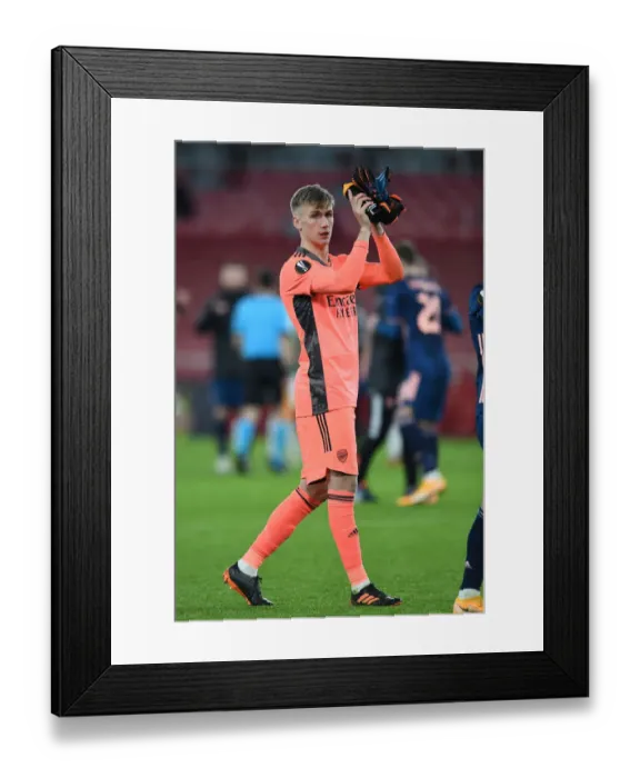 Framed Print : Arsenal Celebrate Europa League Victory over Rapid Wien: Alex Runarsson's Triumphant Clap Framed Print : Arsenal Celebrate Europa League Victory over Rapid Wien: Alex Runarsson's Triumphant Clap