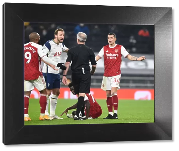 Granit Xhaka Protests Referee Decision During Tottenham vs. Arsenal Premier League Clash (2020-21)