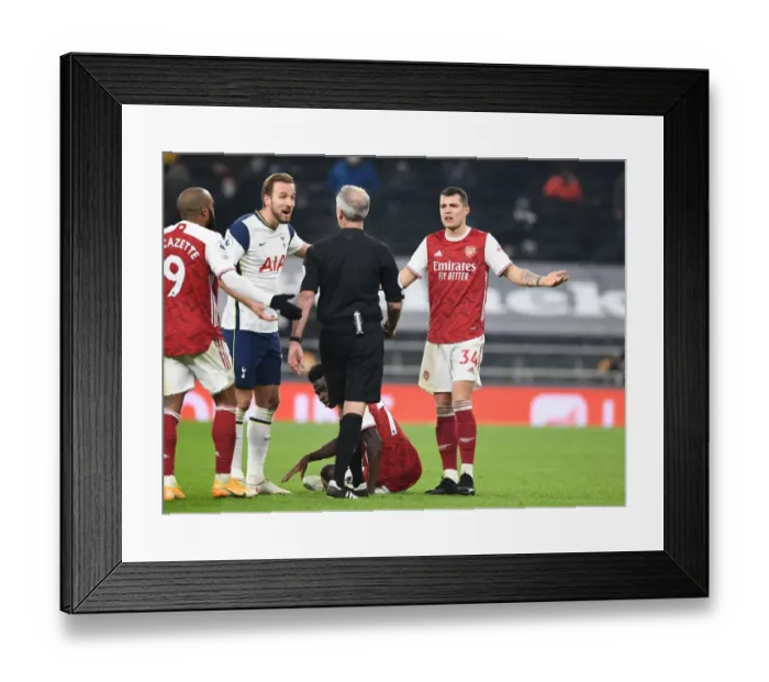 Framed Print : Granit Xhaka Protests Referee Decision During Tottenham vs. Arsenal Premier League Clash (2020-21) Framed Print : Granit Xhaka Protests Referee Decision During Tottenham vs. Arsenal Premier League Clash (2020-21)