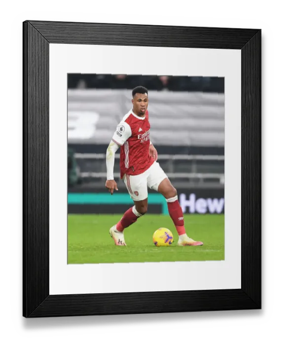 Framed Print : Gabriel in Action: Arsenal vs. Tottenham Hotspur at Tottenham Hotspur Stadium (2020-21)