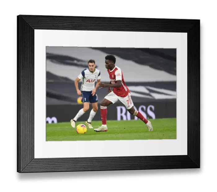 Framed Print : Bukayo Saka in Action: Tottenham vs. Arsenal, Premier League 2020-21