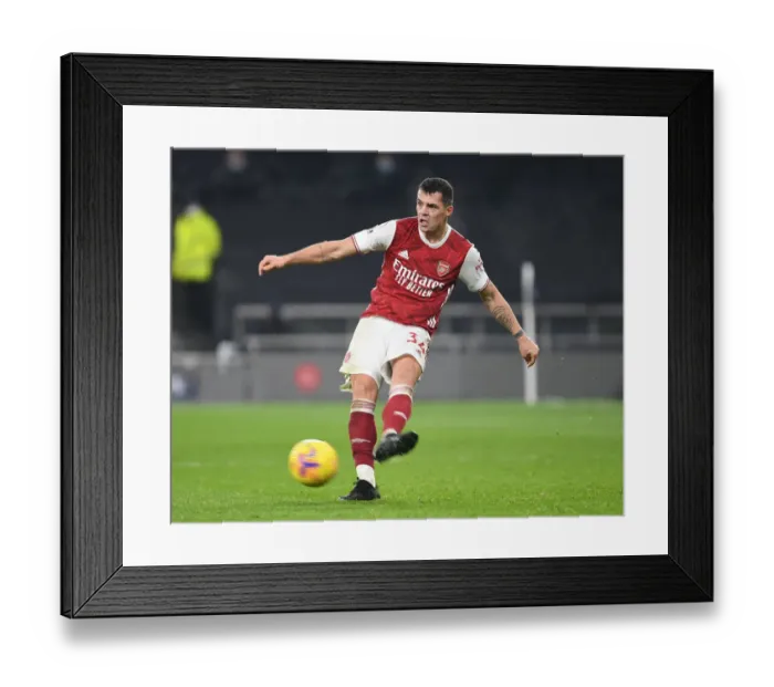 Framed Print : London Derby: Granit Xhaka in Action for Arsenal against Tottenham Hotspur, Premier League 2020-21