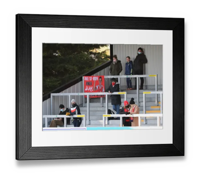 Framed Print : Passionate Arsenal Fans at Meadow Park: Arsenal Women vs Birmingham City Women, FA WSL Match