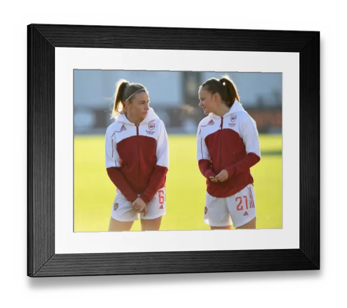 Framed Print : Arsenal Women: Leah Williamson and Malin Gut in Focus before Clash against Birmingham City Women