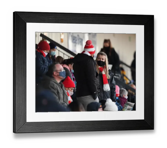 Framed Print : Arsenal Women vs Birmingham City Women: FA WSL Clash at Meadow Park (2020-21) - Passionate Arsenal Fans in Action