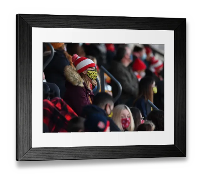 Framed Print : Passionate Arsenal Women Fans at Meadow Park: Arsenal vs Birmingham City FA WSL Match