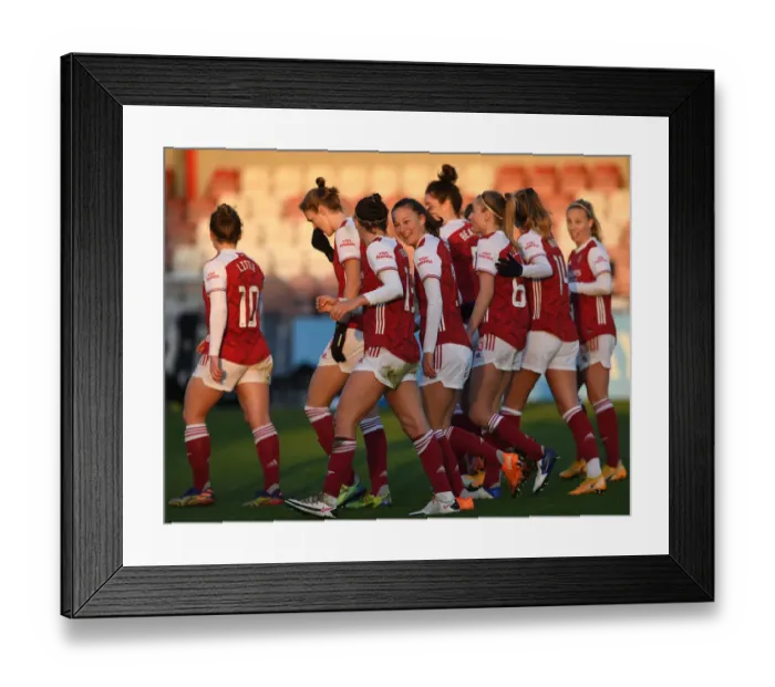 Framed Print : Arsenal Women: Malin Gut and Caitlin Foord Celebrate First Goal Against Birmingham City in FA WSL