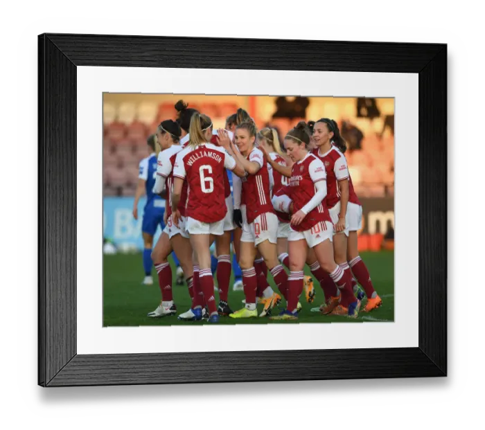 Framed Print : Arsenal Women Celebrate Second Goal Against Birmingham City Women in FA WSL Match Framed Print : Arsenal Women Celebrate Second Goal Against Birmingham City Women in FA WSL Match