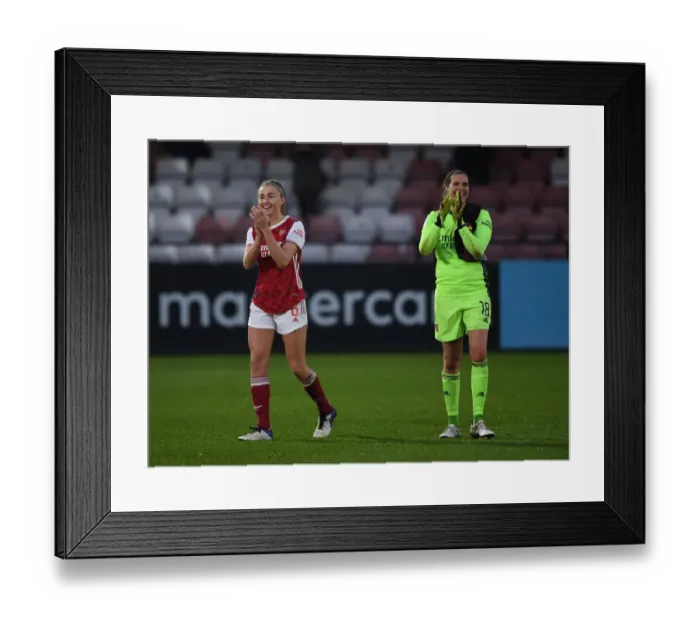 Framed Print : Arsenal Women's FA WSL Triumph: Leah Williamson and Lydia Williams Celebrate with Fans Framed Print : Arsenal Women's FA WSL Triumph: Leah Williamson and Lydia Williams Celebrate with Fans