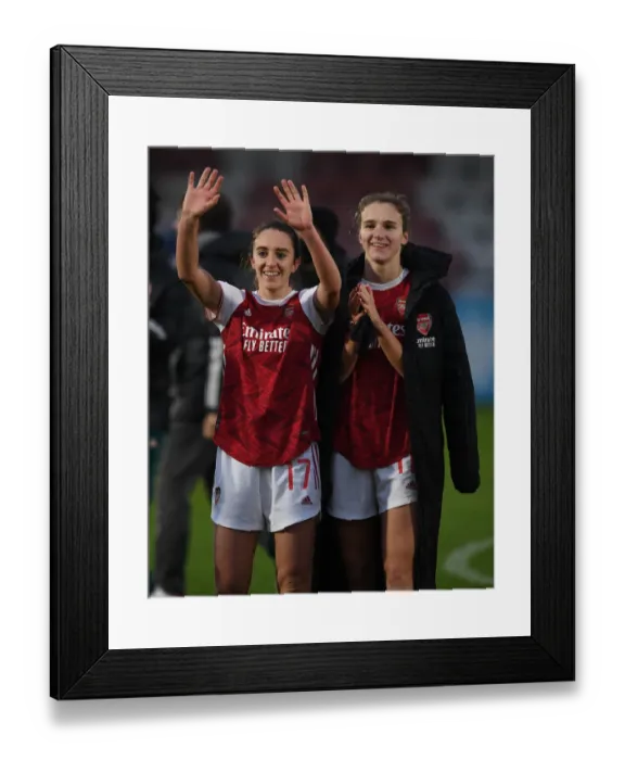Framed Print : Arsenal Women Celebrate FA WSL Victory with Fans: Miedema and Evans