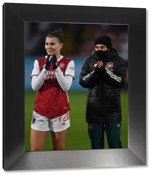 Arsenal Women's Victory: Steph Catley and Noele Maritz Celebrate with Fans