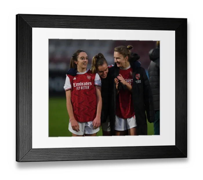 Framed Print : Arsenal Women Celebrate Victory Over Birmingham City Women in FA WSL Match