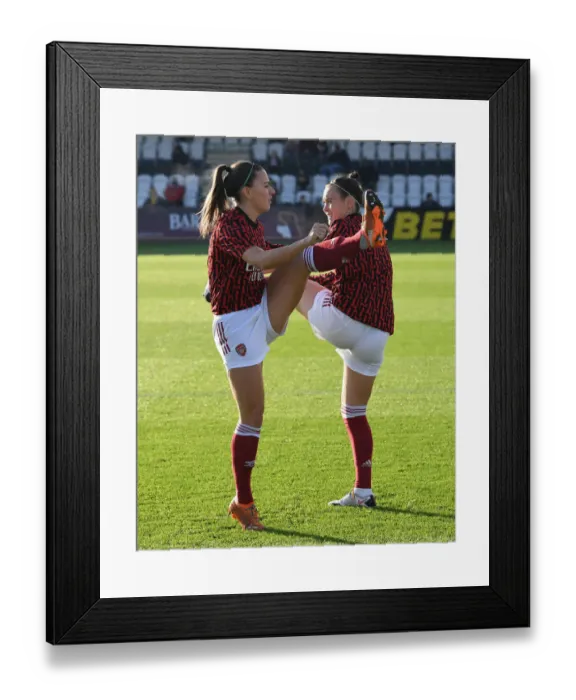 Framed Print : Arsenal Women Prepare for Birmingham City Women Showdown in FA WSL: Katie McCabe and Caitlin Foord Warm Up Framed Print : Arsenal Women Prepare for Birmingham City Women Showdown in FA WSL: Katie McCabe and Caitlin Foord Warm Up