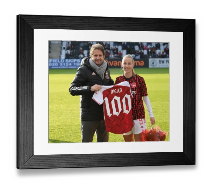 Framed Print : Arsenal's Beth Mead Honored for 100th Appearance Against Birmingham City Women