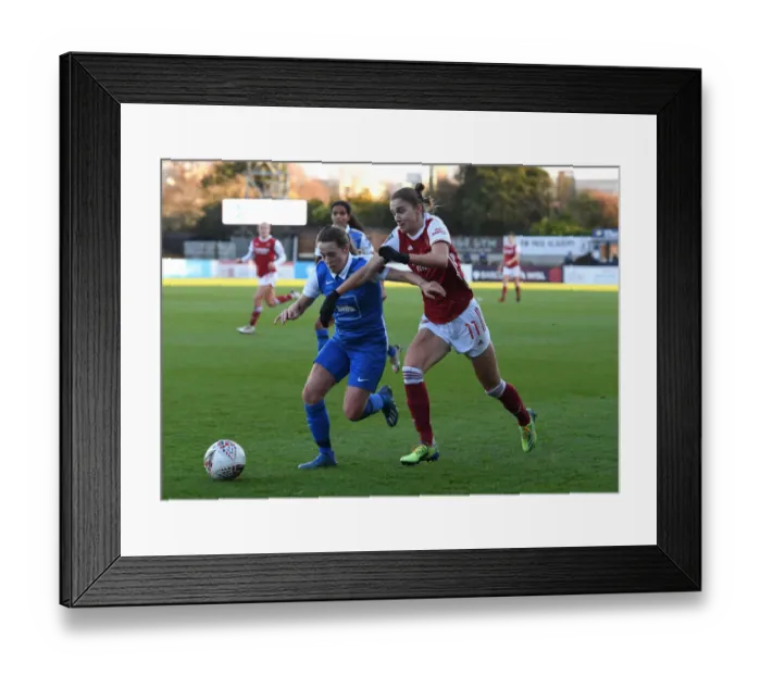 Framed Print : Arsenal's Vivianne Miedema Clashes with Birmingham's Rachel Corsie in FA WSL Match