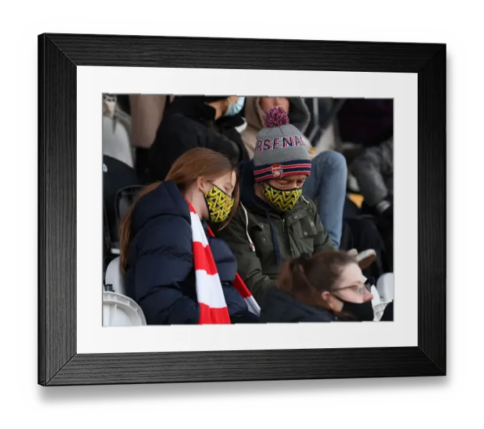 Framed Print : Passionate Arsenal Fans at Meadow Park: Arsenal Women's FA WSL Match vs Birmingham City