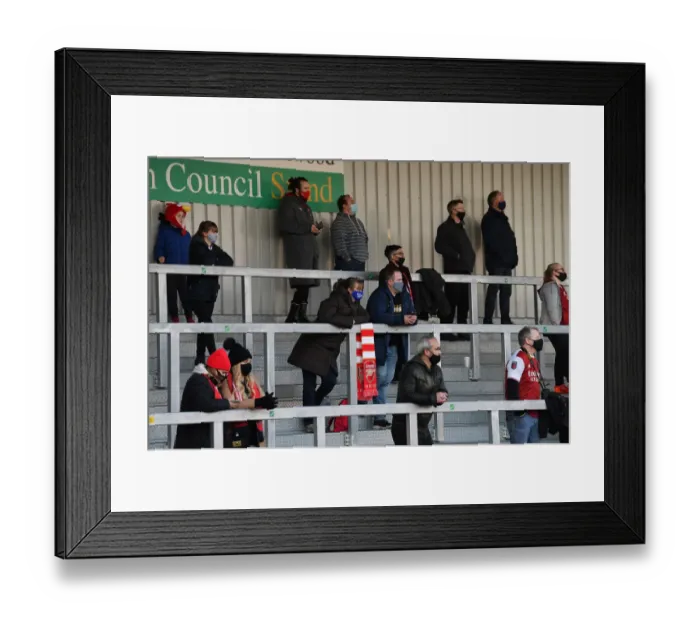 Framed Print : Passionate Arsenal Fans at Meadow Park: Arsenal Women's FA WSL Match vs Birmingham City Framed Print : Passionate Arsenal Fans at Meadow Park: Arsenal Women's FA WSL Match vs Birmingham City