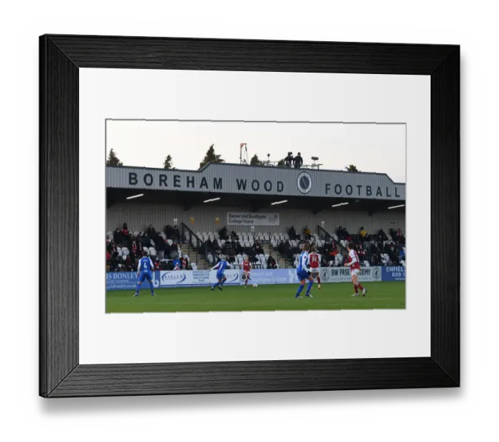 Framed Print : Passionate Arsenal Women Fans in Action at Meadow Park during FA WSL Match vs Birmingham City