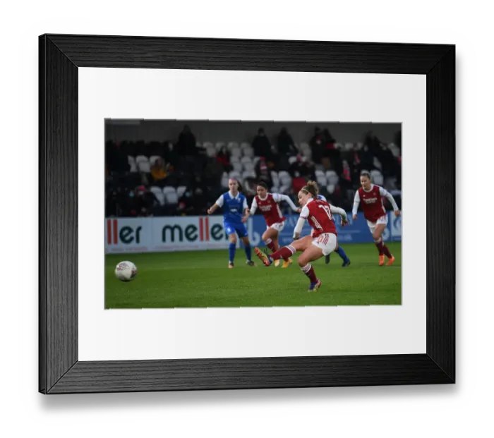 Framed Print : Arsenal Women's Super League Victory: Kim Little Scores Decisive Penalty against Birmingham City