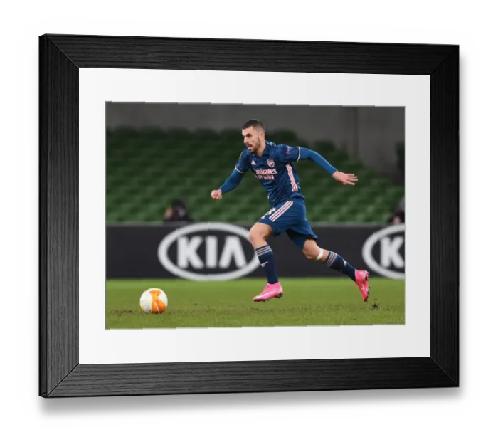 Framed Print : Arsenal's Dani Ceballos Shines as Gunners Crush Dundalk in Europa League (December 2020)