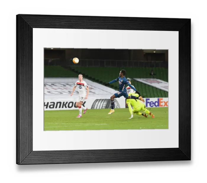 Framed Print : Eddie Nketiah Scores First Arsenal Goal: Arsenal Triumphs in UEFA Europa League against Dundalk