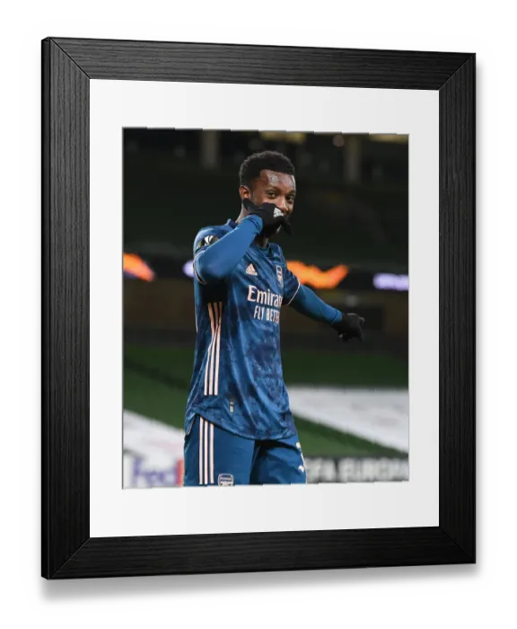Framed Print : Eddie Nketiah Scores First Goal: Arsenal Triumphs Over Dundalk in Europa League