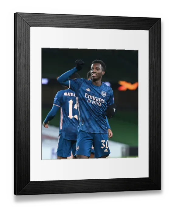 Framed Print : Eddie Nketiah Scores First in Arsenal's UEFA Europa League Victory over Dundalk FC Framed Print : Eddie Nketiah Scores First in Arsenal's UEFA Europa League Victory over Dundalk FC