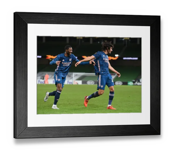 Framed Print : Arsenal's Mohamed Elneny and Ainsley Maitland-Niles Celebrate Goals against Dundalk in Europa League Framed Print : Arsenal's Mohamed Elneny and Ainsley Maitland-Niles Celebrate Goals against Dundalk in Europa League