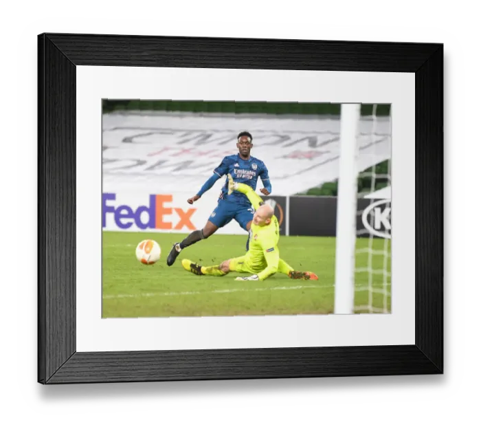 Framed Print : Arsenal's Balogun Scores Fourth in Europa League Thrashing of Dundalk Framed Print : Arsenal's Balogun Scores Fourth in Europa League Thrashing of Dundalk