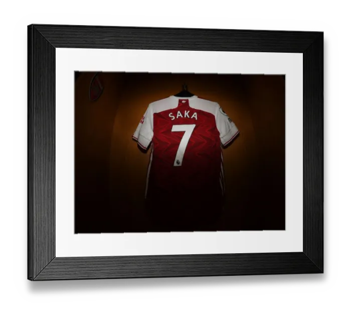 Framed Print : Arsenal Changing Room: Bukayo Saka's Shirt Before Arsenal vs Burnley (2020-21) Framed Print : Arsenal Changing Room: Bukayo Saka's Shirt Before Arsenal vs Burnley (2020-21)