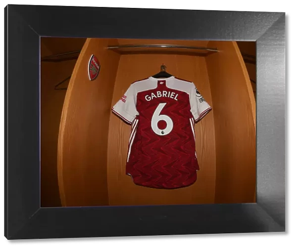 Arsenal Changing Room: Gabriels Shirt Before Arsenal vs Burnley (2020-21)