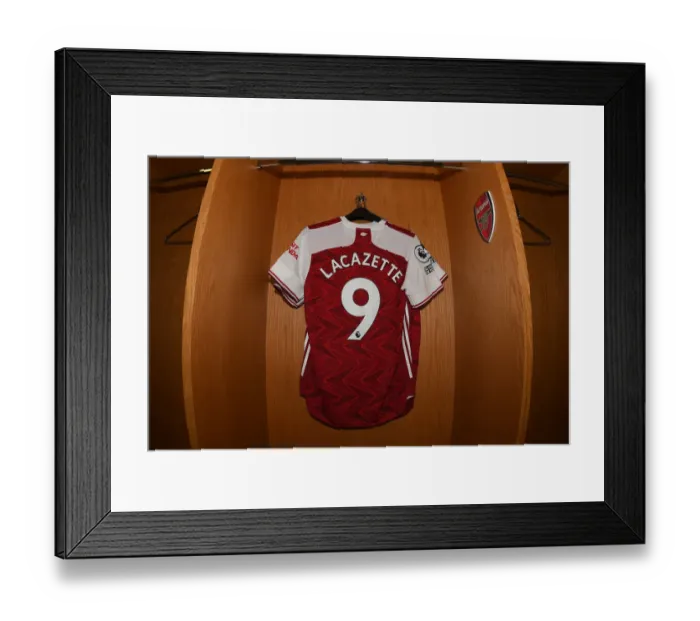 Framed Print : Arsenal FC: Alexis Lacazette's Empty Changing Room - Arsenal v Burnley, 2020-21 Premier League