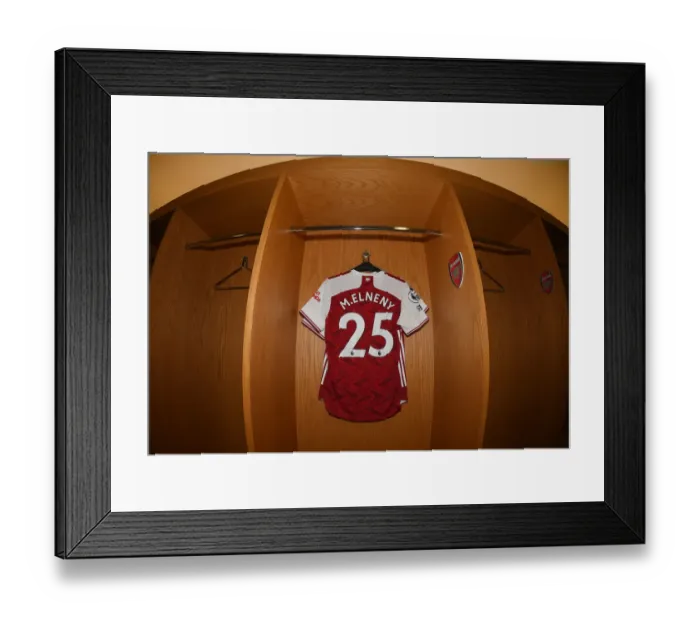 Framed Print : Arsenal FC: Mo Elneny's Gear Up: Arsenal Changing Room Before Arsenal vs Burnley (2020-21)